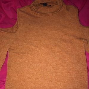 Orange cold shoulder sweater top